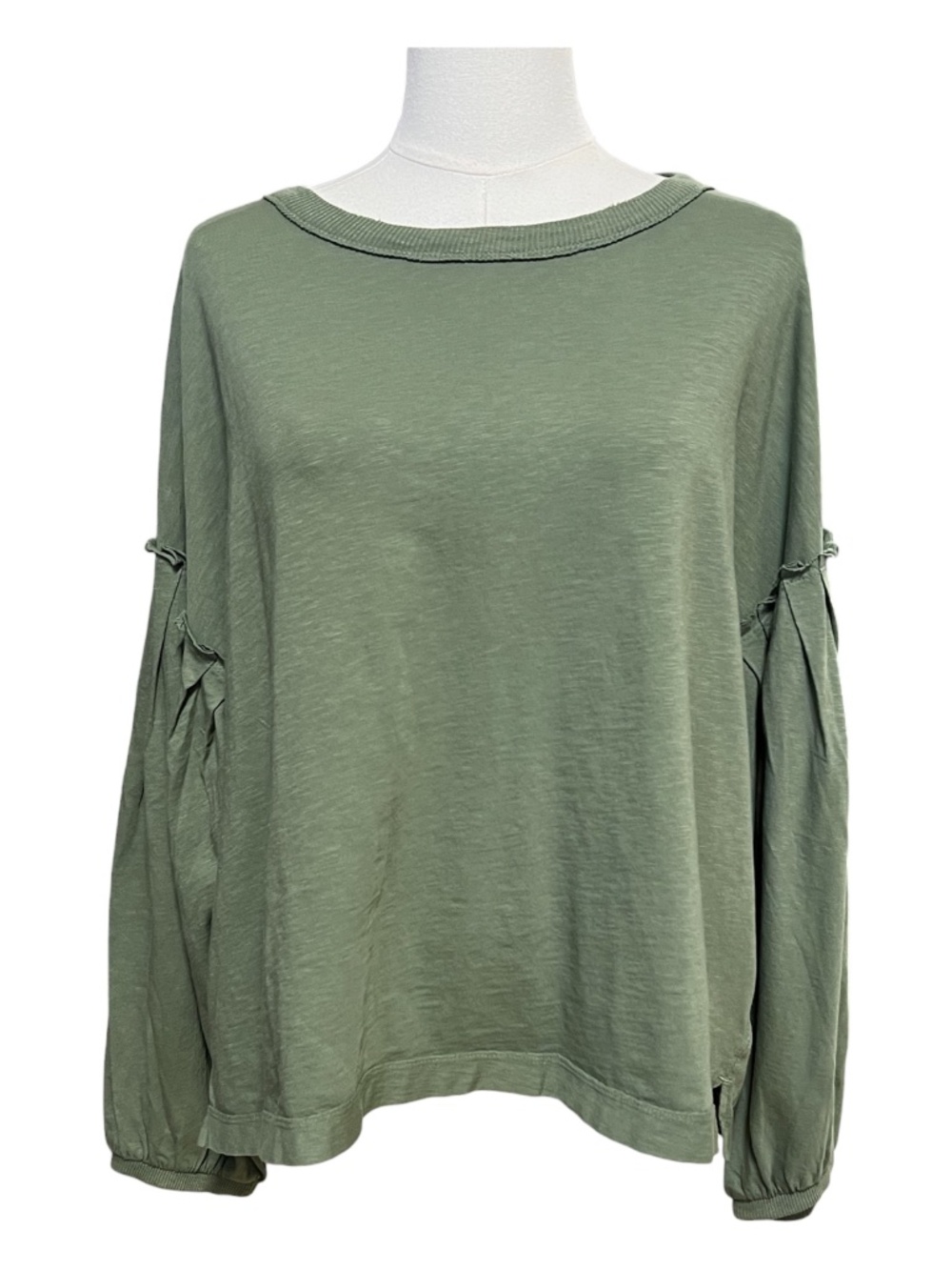 EUC Aerie Olive Green Statement Sleeve Top | Size Medium